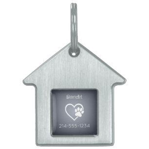 Gray Personalized Dog ID Tag Name & Phone