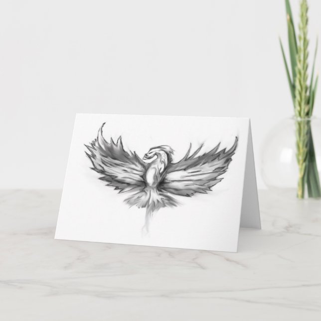 Gray Phoenix Rising Holiday Card (Front)