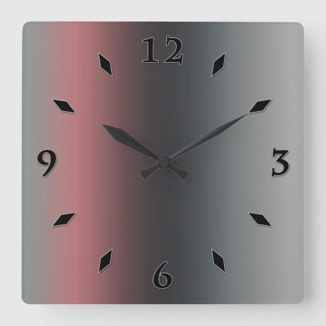 Gray, pink, black gradient, Ombre. Round Clock (Front)