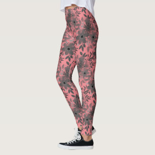 Gray & Pink Pretty Floral Pattern  Leggings