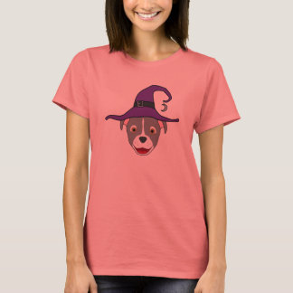 Gray Pitbull with Blaze & Witch Hat T-Shirt
