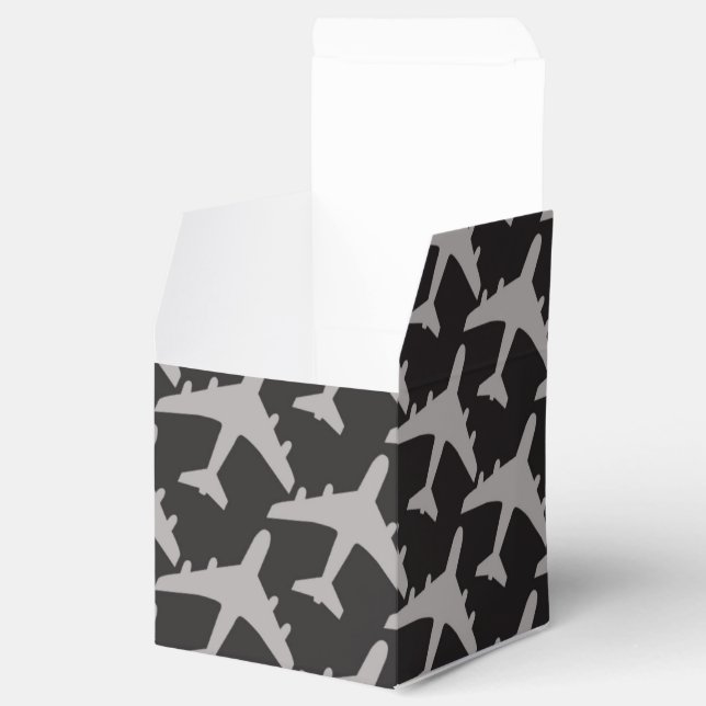 Gray Plane Airplanes Pilot Plane Aviation Aviator Favor Box (Opened)