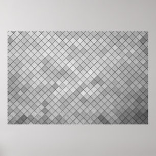 Gray polygonal illustration, which consist of tria poster