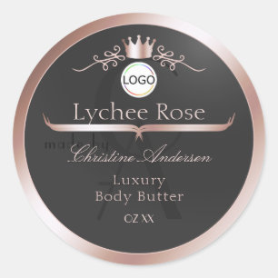 Gray Product Label Rose Gold Frame Logo Monogram