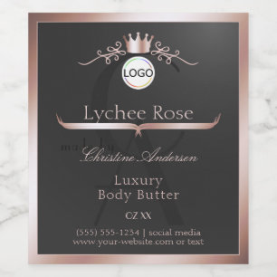 Gray Product Label Rose Gold Frame Logo Monogram