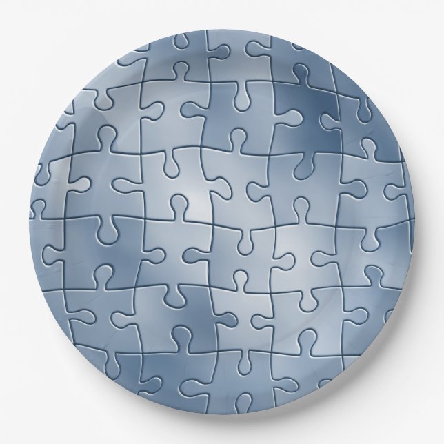 Gray puzzle paper plate (Front)