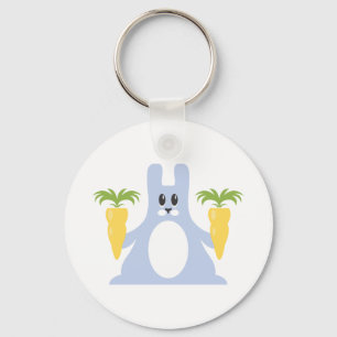 Gray Rabbit with Carrots Keychain