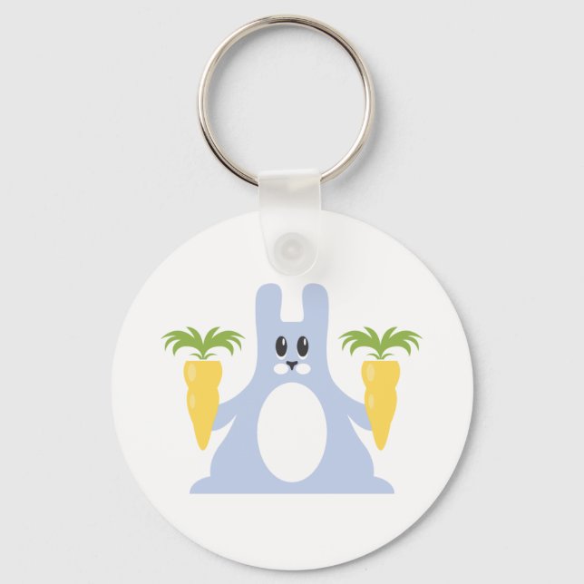 Gray Rabbit with Carrots Keychain (Front)