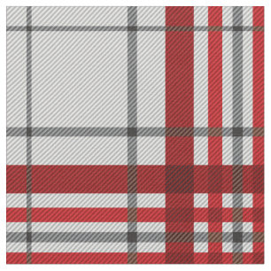 Gray Red Plaid Pattern Fabric