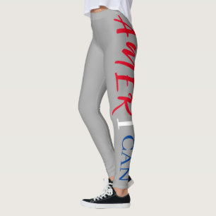 Gray Red White Blue Black Woman African America Le Leggings