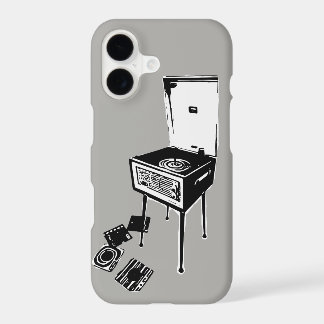 Gray Retro Record Player iPhone 7 Case