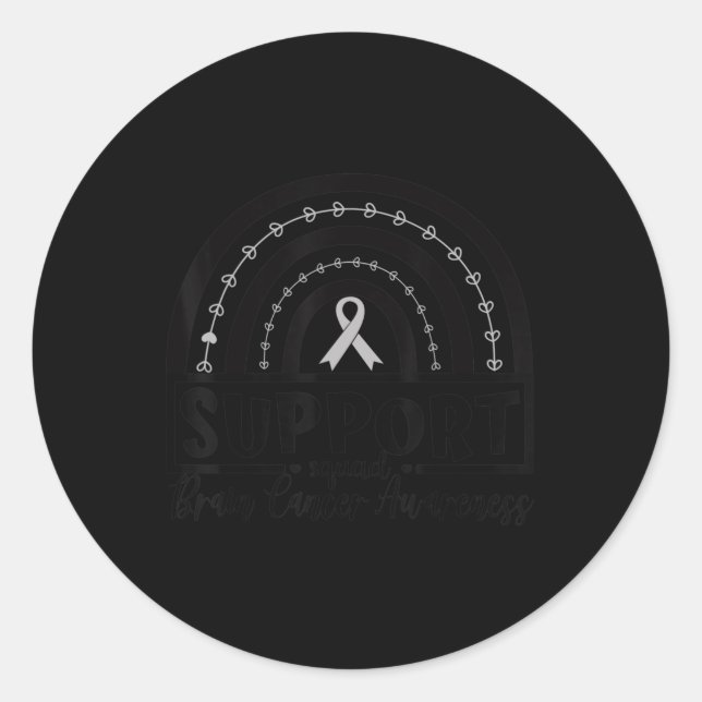 Gray Ribbon Brain Cancer Awareness Month Rainbow S Classic Round Sticker (Front)