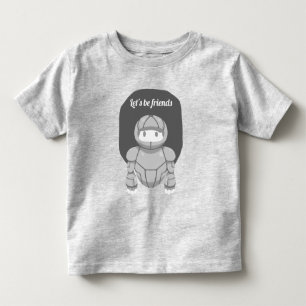 Gray robot on gray is friendly toddler t-shirt
