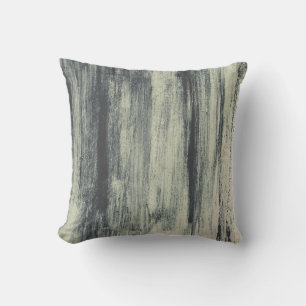 Gray Sage & Beige Artistic Abstract Brushstrokes Throw Pillow