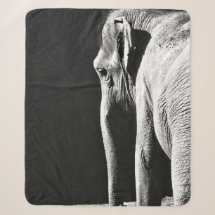 GRAY SCALE PHOTO OF ELEPHANT SHERPA BLANKET