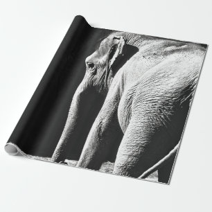 GRAY SCALE PHOTO OF ELEPHANT WRAPPING PAPER