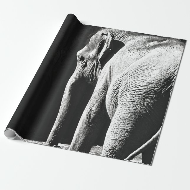 GRAY SCALE PHOTO OF ELEPHANT WRAPPING PAPER (Unrolled)