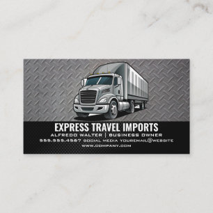 Gray Semi Truck Transports Business Card