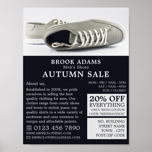 Gray Shoes, Men's Clothing Store Advertising Poster (Front)