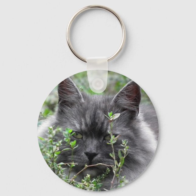 Gray Siberian Kitten Keychain (Front)
