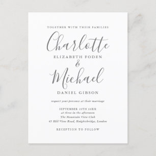 Gray Signature Script Photo Wedding Invitation Postcard