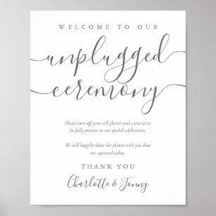 Gray Signature Script Unplugged Ceremony Sign