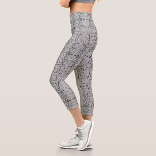 Gray Silver Anaconda Snakeskin Capri Leggings
