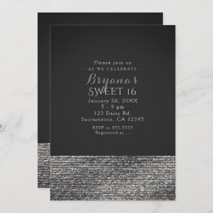 Gray & Silver Modern Glam Sequins Party Invitation