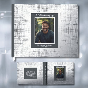 Gray Silver Real Foil Funeral Guest Books Texture