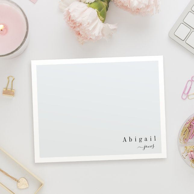 Gray Simple Script Modern personalized Stationer Card (Gray Simple Script Modern personalized Stationer Note Card)