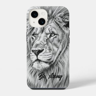 Gray Sketch Fierce Lion Be Strong Phone Case