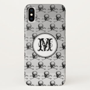 Gray Skull Halloween Personalized Monogram Case-Mate iPhone Case
