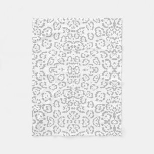 Gray Snow Leopard Cat Animal Print Fleece Blanket