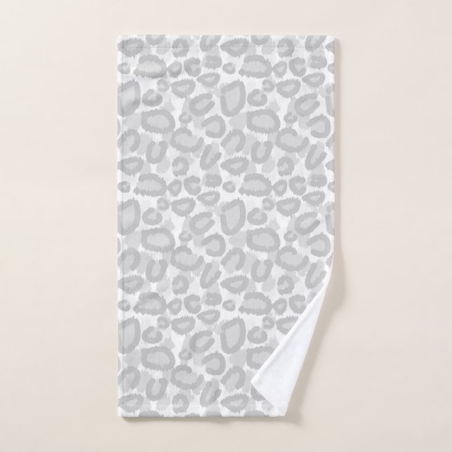 Gray Snow Leopard Hand Towel / Animal Print (Hand Towel)