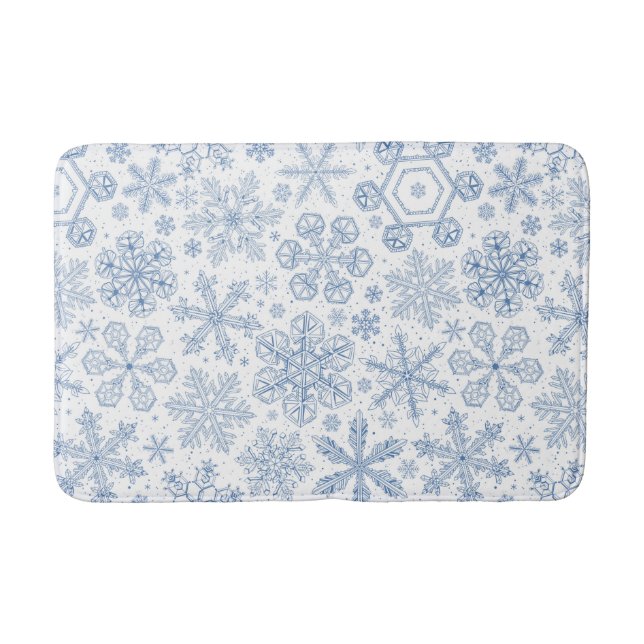 Gray Snowflakes on off white Bath Mat (Front)