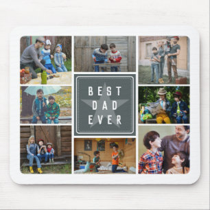 Gray Star Best Dad Ever Photo Collage Mouse Pad