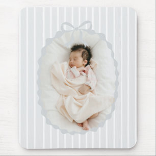 Gray Stripes Bow Frame Custom Photo Mousepad