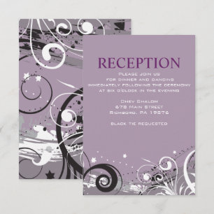 GRAY SWIRLS Jewish Wedding Reception Card
