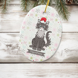 Gray Tabby Cat Christmas Pet Ornament