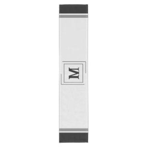 Gray Table Runner with Last Name Letter 14 x 72"
