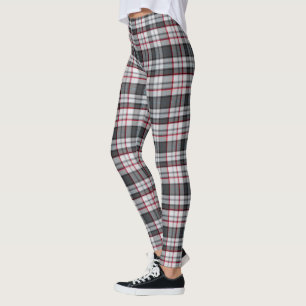 Gray textured tartan plaid  leggings