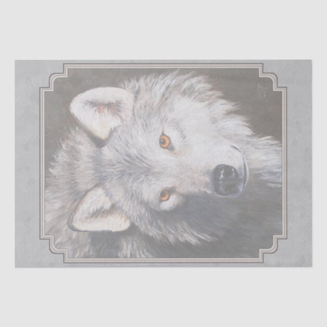 Gray Timber Wolf Face Tissue Paper (Front)