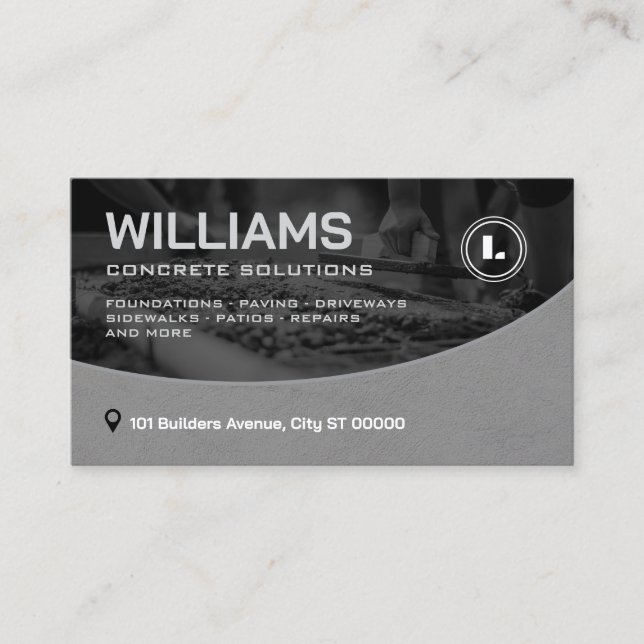 Gray tone concrete company business card (Front)