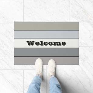 Gray Tones With Black Stripes On Watercolor Paper Doormat