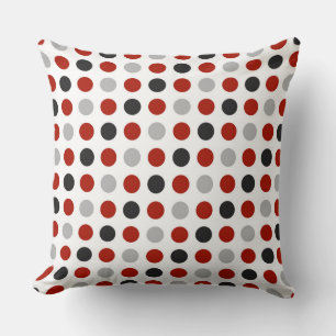gray, turkey red and white dots throw pillow
