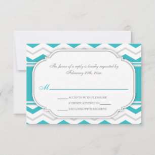 Gray Turquoise Chevron Réception de mariage RSVP C