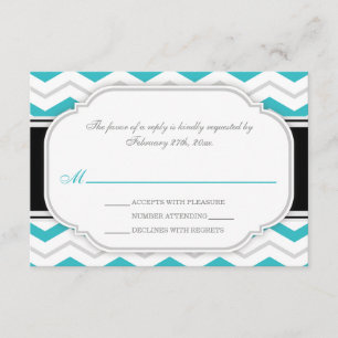 Gray Turquoise Chevron Réception de mariage RSVP C