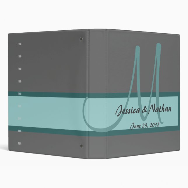 GRAY & TURQUOISE Customizable Wedding Binder (Background)