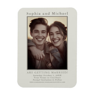 Gray Vintage Casual Wedding Save the Date Neutral Magnet