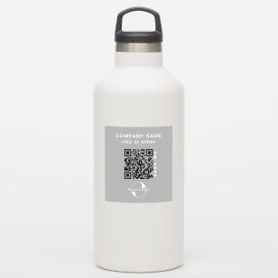 Gray Vinyl square Business QR code Water Bottle